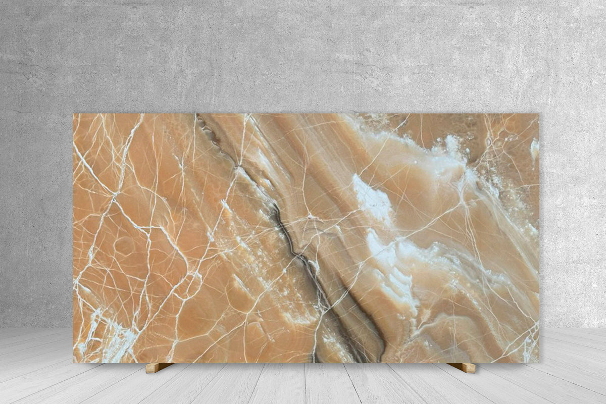 ONYX ORANGE CROSS CUT POLISHED 3/4 — Marble Unlimited Inc